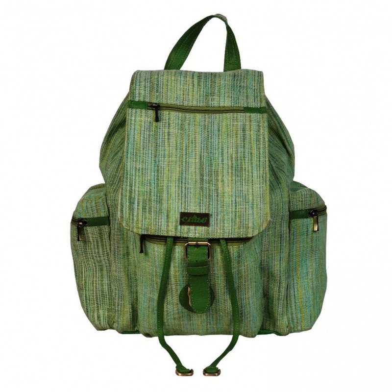 MULTIPURPOSE ECO-FRIENDLY VINTAGE JUTE BACKPACK RUCKSACK CASUAL DAYPACKS BOOKBAGS TRAVEL HIKING SCHOOLBAG (GREEN)
