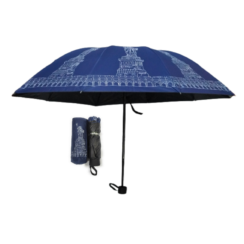 CLUBB CLUBBRELLA THREE FOLD STATUE OF LIBERTY PRINTED UMBRELLA FOR WOMEN AND MEN FOR RAIN AND SUN PROTECTION-6645T